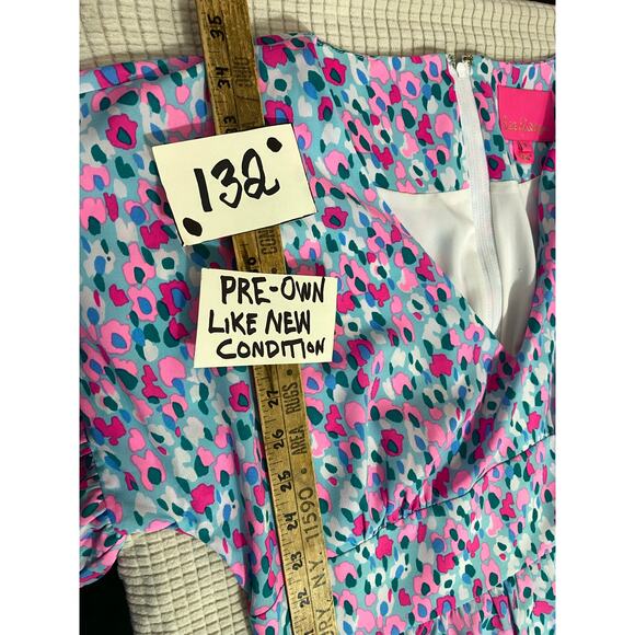 Lilly Pulitzer Hottie Dottie Blaire Stretch Dress Teal Pink Size 8 W/Pencils! - Picture 3 of 16